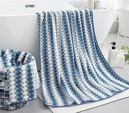 2Pcs Hand Towel 16"x31" Towel Set for Bathroom,Highly Absorbent Quick Dry Face Towel for Daily Use,Soft Microfiber Multipurpose Kitchen Hand Towel Set Collection for Hotel Spa Gym,Blue