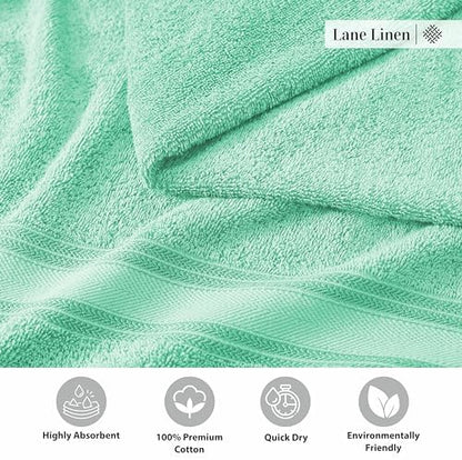 LANE LINEN Luxury Bath Towels Set - 3 Piece Set, 100% Cotton Bathroom Towels, Zero Twist, Quick Shower Towels, Absorbent Bath Towel, Super Soft, 1 Bath Towel, 1 Hand Towel, 1 Wash Cloths - Aqua Sky