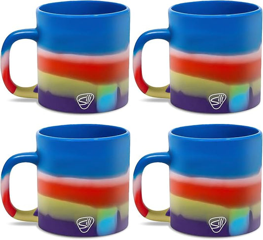 Silipint 16oz Silicone Coffee Mug – Unbreakable Dishwasher Safe Microwave Oven & Freezer Compatible Travel Mug – Non-Toxic Reusable Cup for Hot Coffee Tea or Cold Drinks Pack of 4 Drippy