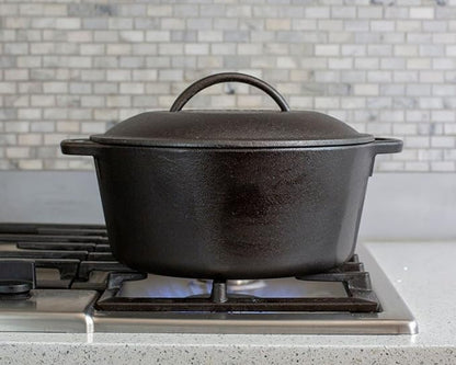 Lodge Cast Iron Dutch Oven 5 Quart - Loop Handle Cooking Vessel - Even Heat Retention - Oven-Safe, Versatile Pot