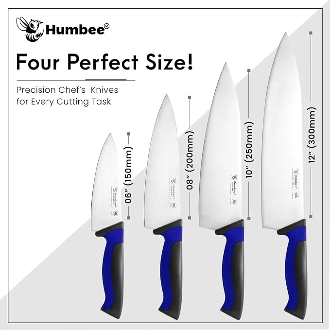 12-Inch Chef Knife, NSF Certified Razor-Sharp High Carbon Stainless Steel Blade – Ergonomic Color Coded Handle, Non-Slip Grip Kitchen Knife, DT-10 Series, Blue