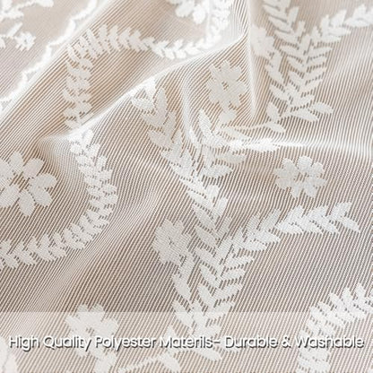 WAZZIO White Lace Shower Curtain - Vintage Pretty Flower Sheer Shower Curtains, Elegant Decorative Tassel Bath Curtains for Bathroom, 72 x 72 Inch, 1 Piece
