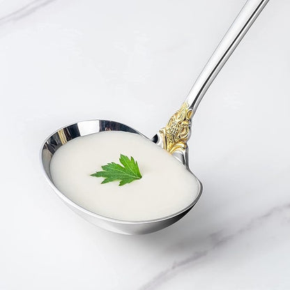 KEAWELL Luxury Gravy Ladle, 18/10 Stainless Steel, Gold Accent, Small Gravy Spoon for Home. Solid and Sturdy, Dishwasher Safe… (1)