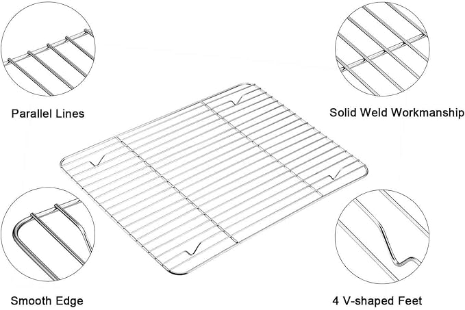 TeamFar Baking Sheet with Rack Set of 8, Cookie Sheet Baking Pans Stainless Steel Bakeware with Cooling Rack Set, Non Toxic & Healthy, Mirror Finish & Rust Free, Easy Clean & Dishwasher Safe