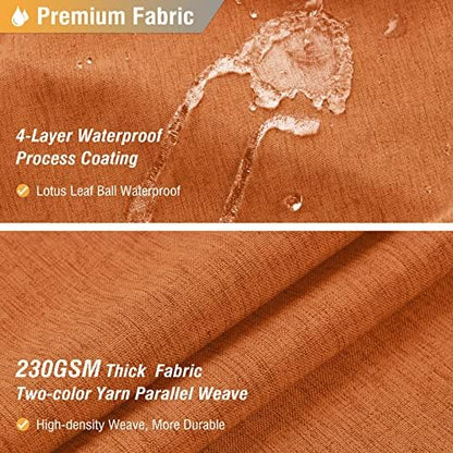 BTTN Long Linen Textured Waterproof Shower Curtain Set, 72x84, Burnt Orange