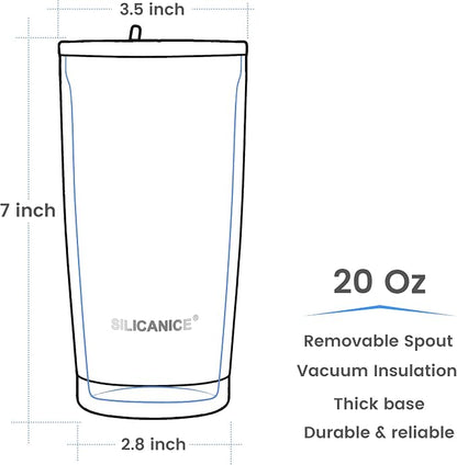 20oz Hygienic Insulated Tumbler — 100% Leakproof Lid with Removable Spout & Straw, Reinforced Vacuum-Protection Base, Cup Holder Friendly, for Iced Coffee, Smoothie/Water on the Go - Pink Sand