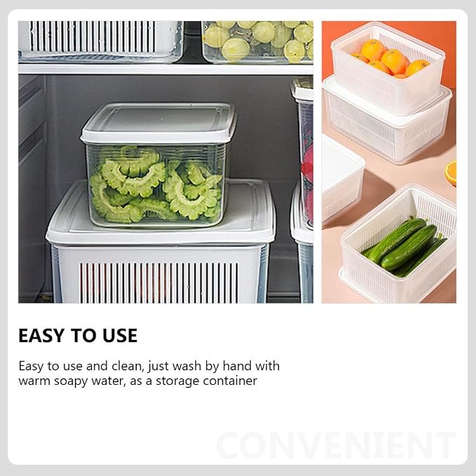 MAGICLULU Double Refrigerator Organizer Box Multifunctional Fridge Food Container for Fruits Vegetables Snacks Keeps Food Fresh Neat Tidy for Home Kitchen Storage