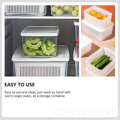 MAGICLULU Double Refrigerator Organizer Box Multifunctional Fridge Food Container for Fruits Vegetables Snacks Keeps Food Fresh Neat Tidy for Home Kitchen Storage
