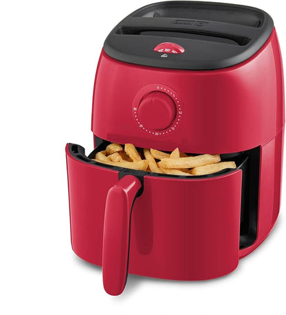 Dash Tasti-Crisp™ Air Fryer - AirCrisp® Technology - Compact Design with Adjustable Temperature Control - Nonstick Fry Basket & Auto Shut-Off Feature - 2.6 Quarts - Red