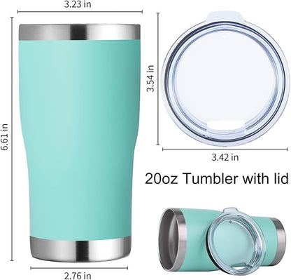 DOMICARE 20oz Tumbler with Lid Stainless Steel Tumblers Bulk, Double Wall Vacuum Insulated Coffee Travel Mug Powder Coated Tumbler, 1 Count (Pack of 1) Light Blue