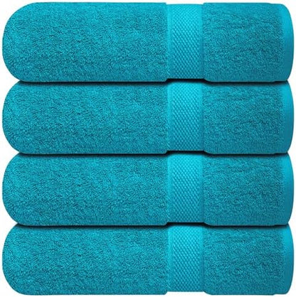 Infinitee Xclusives 100% Ring-Spun Cotton Bath Towels for Bathroom - Pack 4