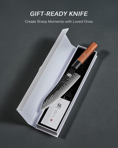 KYOKU Chef Knife, Kage Series 8" Kitchen Knife with 3-Layer Laminated Steel Blade Rosewood Handle, Japanese Style Chef's Knife, Kitchen Knife for Chopping Slicing Mincing and More