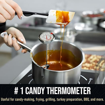 CRAFT911 Candy Thermometer with Pot Clip - Deep Fry Oil Thermometer for Frying and Candle Making (Green)