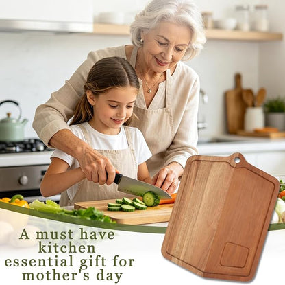 Acacia Wood Cutting Board 16 x 12 In, Wooden Cutting Boards for Kitchen Non Toxic Dishwasher Safe Non Slip, Large Cutting Board for Meat, Charcuterie, Chopping