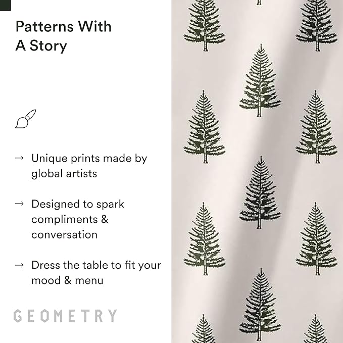 GEOMETRY Christmas Dinner Napkins - Premium Cloth Napkins - Quick Dry & Super Absorbent Table- Premium Geosuede Linen Napkins - Pine 19" x 19" - 6 Pieces