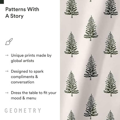 GEOMETRY Christmas Dinner Napkins - Premium Cloth Napkins - Quick Dry & Super Absorbent Table- Premium Geosuede Linen Napkins - Pine 19" x 19" - 6 Pieces