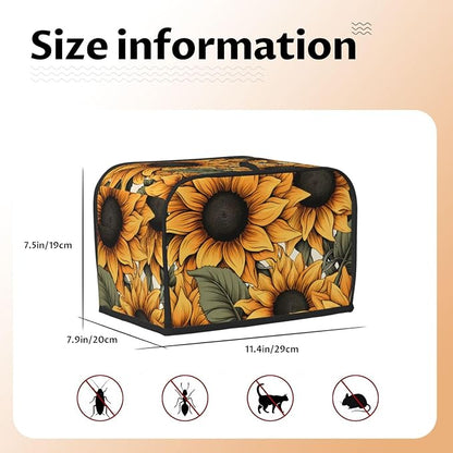 Sunflower Pattern 2 Slice Toaster Cover Wide Slot Dustproof Bread Maker Cover Fingerprint Protection Kitchen Appliance Cover Toaster Bag