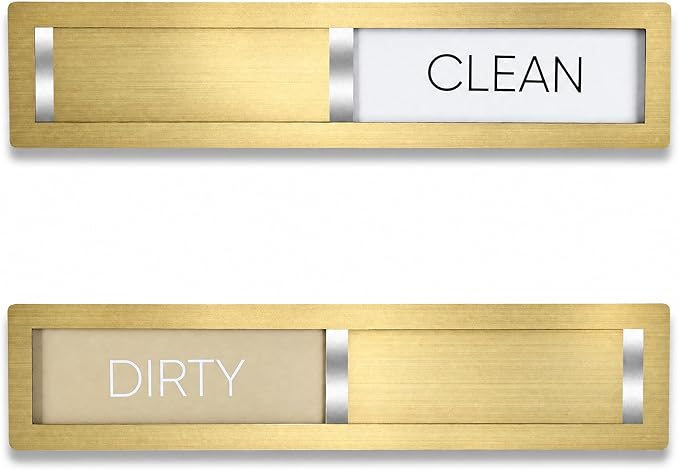 Clean Dirty Magnet for Dishwasher, Premium 304 Stainless Steel Dishwasher Clean Dirty Sign, Modern Kitchen Decor Accessories Organization, Housewarming Gift for Women (Champagne Gold-03)
