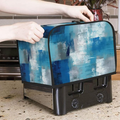Abstract Oil Painting Blue Toaster Cover 4 Slice Wide Slot Washable Kitchen Appliance Covers Fingerprint Bread Machine Dust Cover Small Toaster Oven Accessories Covers Bread Maker Bag Women Gift