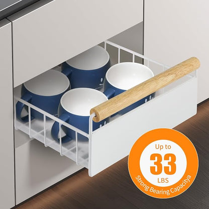 Longzhuo Pull Out Cabinet Organizer, 9.5x15x3.5 inch Kitchen Drawer Organizer with Slides, Pull Out Drawers for Cabinets Kitchen Bathroom