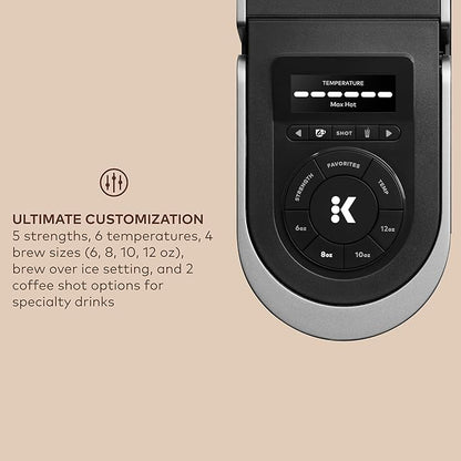Keurig K-Café SMART Single Serve Coffee Maker with WiFi Compatibility, Latte and Cappuccino Machine with Built-In Frother, 6 Brew Sizes, Black