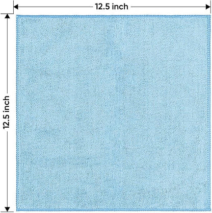 HOMEXCEL Blue Microfiber Cleaning Cloth 12 Pack, 12.5 x 12.5 inch Microfiber Towels for Cars, Ultra Absorbent Car Washing Cloth, Lint Free Streak Free Cleaning Rags for Car, Kitchen, and Window