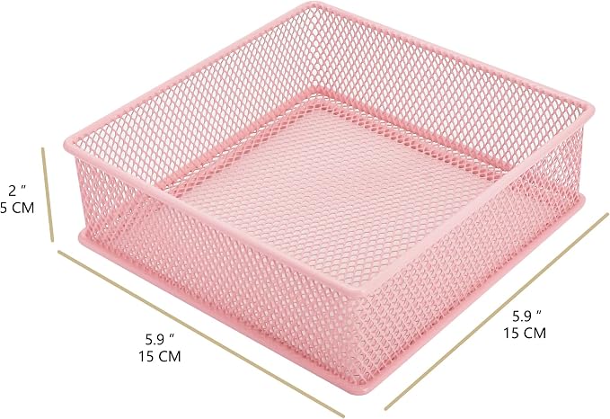Annova Mesh Stackable Drawer Cabinet and Shelf Organizer Bins Storage Basket School Office Supply Holder Tray- Set of 2 (Light Pink, 6x6x2 Inch)