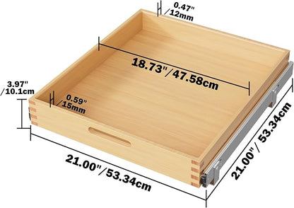 Pull Out Drawers for Cabinets 21"W x 21"D, Slide Out Wood Drawer Shelf, Heavy Duty Caddy Pull Out Cabinet Organizer, Base Cabinet Organization for Kitchen, Pantry