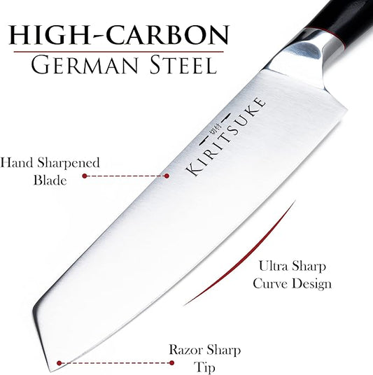 Professional Chef Knife 8 Inch Kitchen Knife - Premium Ergonomic Ultra Sharp High Carbon German Stainless Steel - Pakkawood Handle Chef's Knives