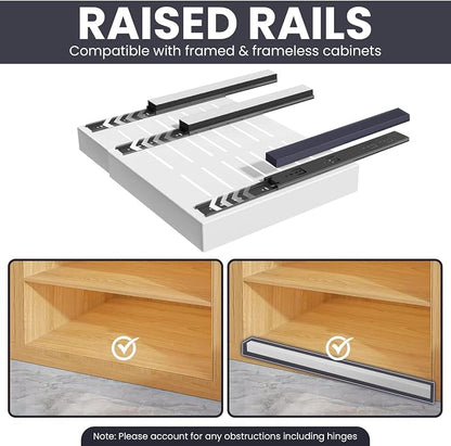 Pull Out Cabinet Organizer – Adjustable Sliding Shelf Inserts for Cabinets - Expandable Shelf Organizer from 12.6" to 20.5" – No Drill or Screw Install (White, 2 pack)