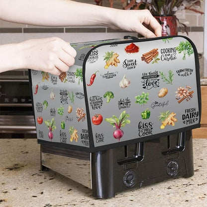Toaster Cover 2 Slice Wide Slot Spices KitchenBread Toaster Oven Dustproof Cover Small Appliance Kitchen Covers Dust and Fingerprint Protection for Women Gift 2 Slice