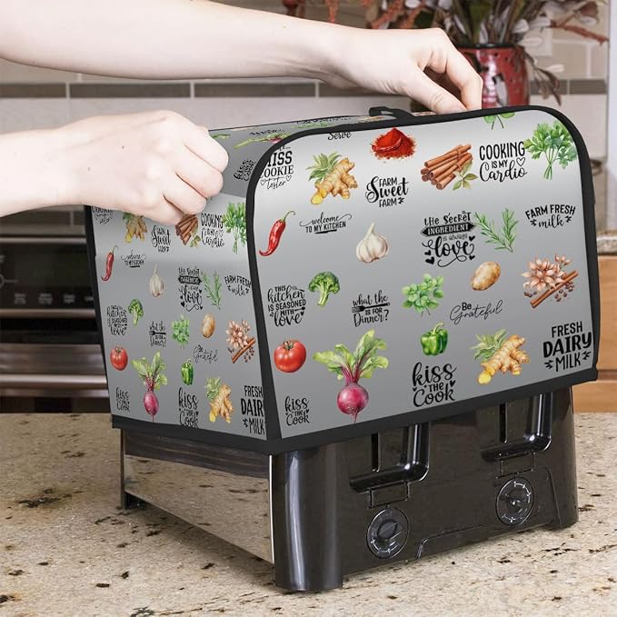 Toaster Cover 4 Slice Wide Slot Spices KitchenBread Toaster Oven Dustproof Cover Small Appliance Kitchen Covers Dust and Fingerprint Protection for Women Gift 4 Slice