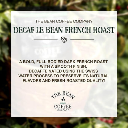 The Bean Organic Coffee Company Water Processed DECAF Le Bean, Dark French Roast, Ground Coffee, 5-Pound Bag, Café Molido Tostado Orgánico descafeinado