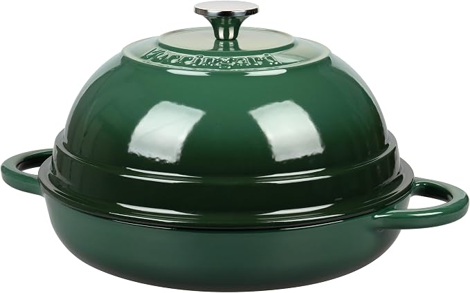 VORRINGARD Cast Iron Enameled Dutch Oven Pot with Lid for Bread Baking, Bread Oven, 6 Quart, Dark Green