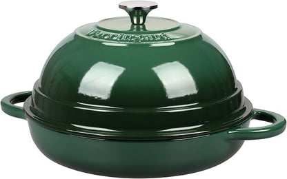 VORRINGARD Cast Iron Enameled Dutch Oven Pot with Lid for Bread Baking, Bread Oven, 6 Quart, Dark Green
