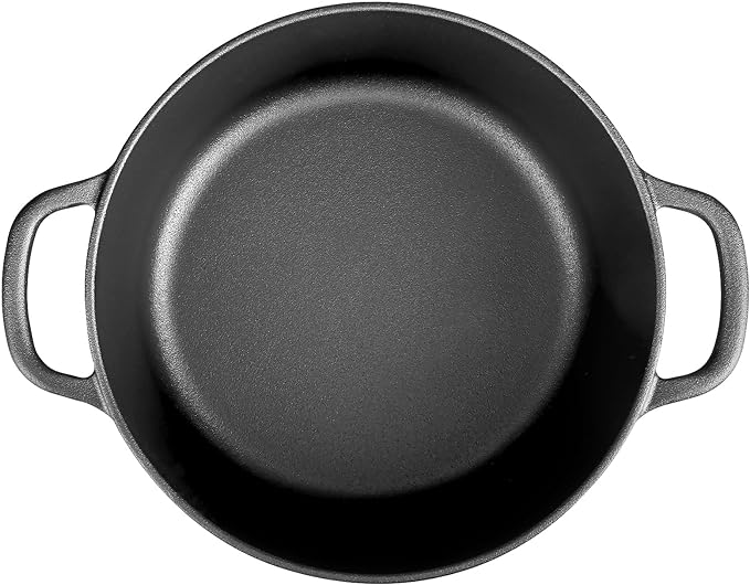 Pre-Seasoned Cast Iron Dutch Oven Pot with Lid Dual Handle, Sourdough Bread Baking Pots, Bread Oven, Camping, Grill, Induction, Electric, Round 5 Quart, Black