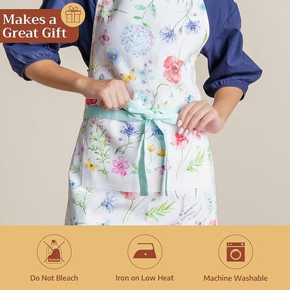 Maison d' Hermine 100% Cotton Apron for women with Pocket Kitchen Chef Apron for Men Cooking Spring Summer