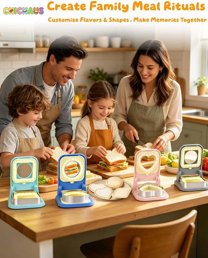 CHICHAUS Uncrustable Sandwich Maker,Sandwiches Pocket Circle Shape 3.7Inch Sandwich Cutter and Sealer,Sandwich Cutter for Kids Breakfast and lunchboxes (3-Shape Grey)