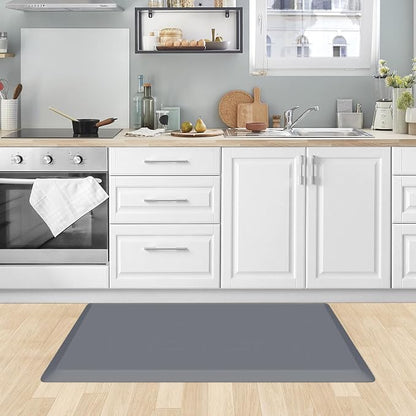 KitchenClouds Kitchen Mat Cushioned Anti Fatigue Rug 22"x36" Water Resistant, Non Slip, Standing and Comfort Desk/Floor Mats for House Sink Office (Grey,0.8inch)