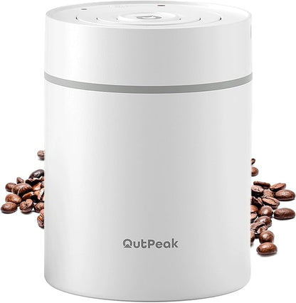 OUTPEAK Latest Kilo Auto Vacuum Coffee Canister, 1.8L for 21.2oz Coffee Beans, One-Button Operation, Stainless Steel Container with Scoop, Fresh 6-Month Storage Container (Barista Champion's Choice)