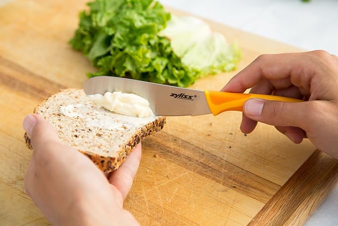 Zyliss Sandwich Knife & Condiment Spreader - Sandwich Spreader Knife for Butter, Cream Cheese, & Jellies - Butter for Bagels & Toast - Orange (Pack of 6)