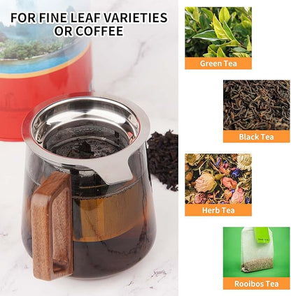 Vaincre Extra Fine Mesh Tea Infuser/Strainer, Stainless Steel Loose Leaf Tea Steeper/Diffuser with Large Capacity Basket and Lid, Fits Teapots, Mugs, Cups
