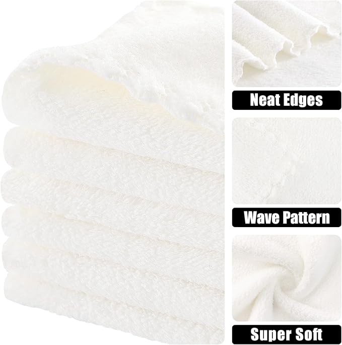 Kitinjoy 24 Pack Kitchen Cloths Dish Towels (10" x 10", White), Super Soft and Absorbent Dish Cloths, Nonstick Oil Fast Drying Coral Velvet Microfiber Cleaning