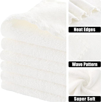 Kitinjoy 24 Pack Kitchen Cloths Dish Towels (10" x 10", White), Super Soft and Absorbent Dish Cloths, Nonstick Oil Fast Drying Coral Velvet Microfiber Cleaning