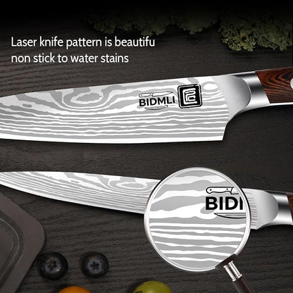 17-Pack kitchen knife set, wooden blocks,sharp high carbon stainless steel blades,hardwood handles,Sharpener,chicken bone clipper,microfiber towels,gift packaging,for families, restaurants, chefs.