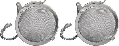 HIC Kitchen Mesh Ball Tea Infuser, 18/8 Stainless Steel Mesh, For Loose Leaf Tea and Mulling Spices, 2-Inch (Pack of 2)