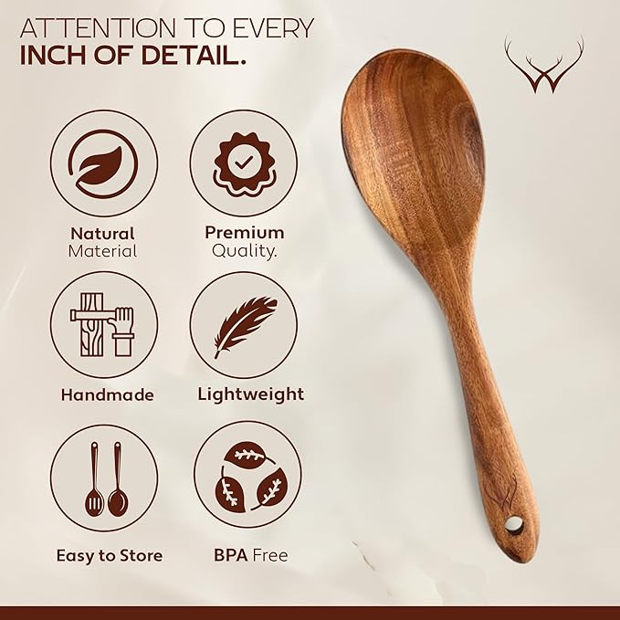 30 Pcs Teak Wooden Utensil Set – Premium Cooking Utensils Set, Natural Wooden Spoons for Cooking - Sturdy Kitchen Utensils & Cooking Spoons for Every Chef