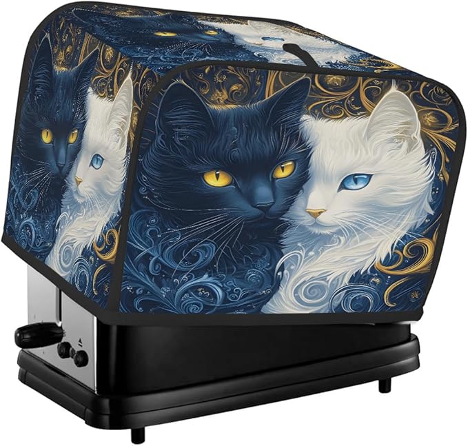 Ethnic Car Blue White Toaster Cover 2 Slice Wide Slot Washable Kitchen Appliance Covers Fingerprint Bread Machine Dust Cover Small Toaster Oven Accessories Covers Bread Maker Bag Women Gift