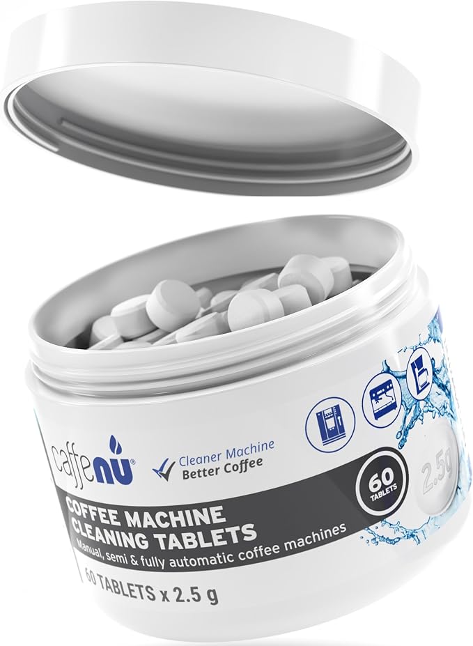Caffenu Espresso Coffee Machine Cleaning Tablets 60 count use every 100 cups. Auto, Superautomatic & Bean to Cup. Use with Descaling