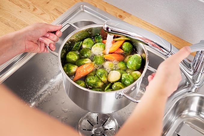 Rösle EXPERTISO Cookware Collection 9.5 in. Stainless Steel High Casserole Pot with Glass Lid